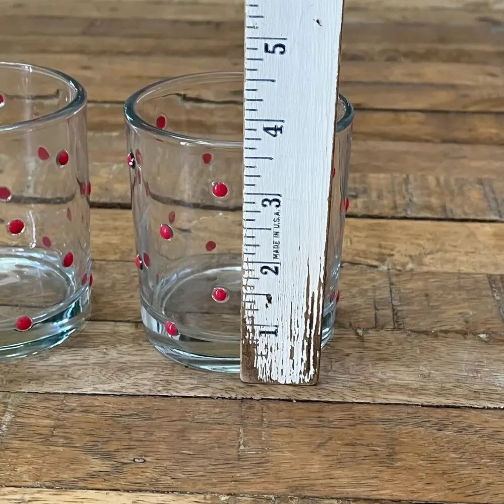 2 Raised Bubble Allover Drinking Glasses Red Polka Dot